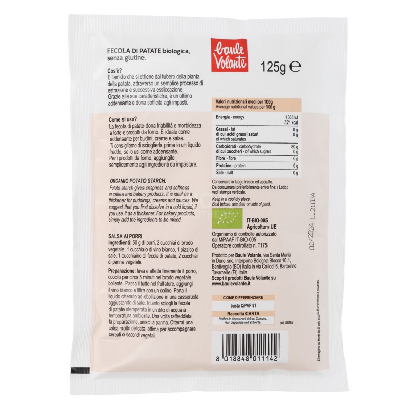 Fecola di patate biologica senza glutine