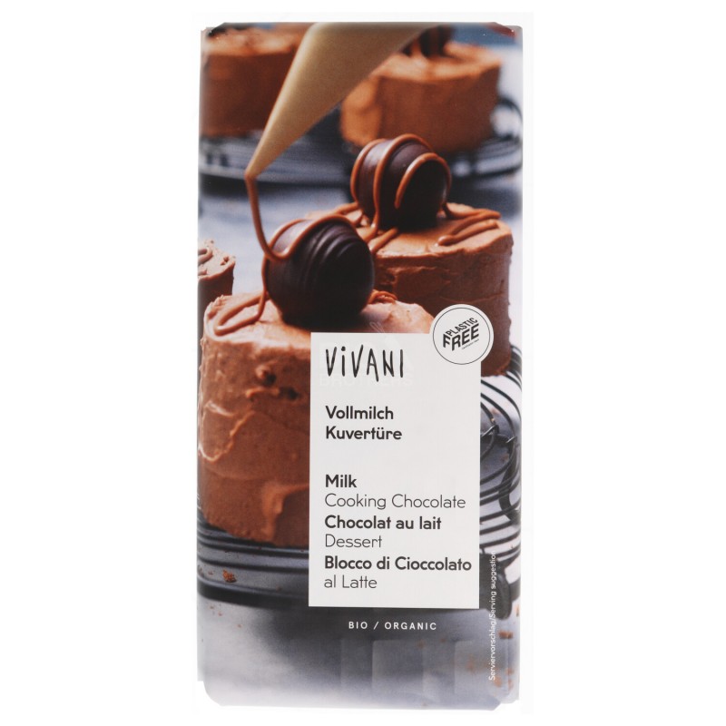 Cioccolato al latte bio in blocco per decorare dolci