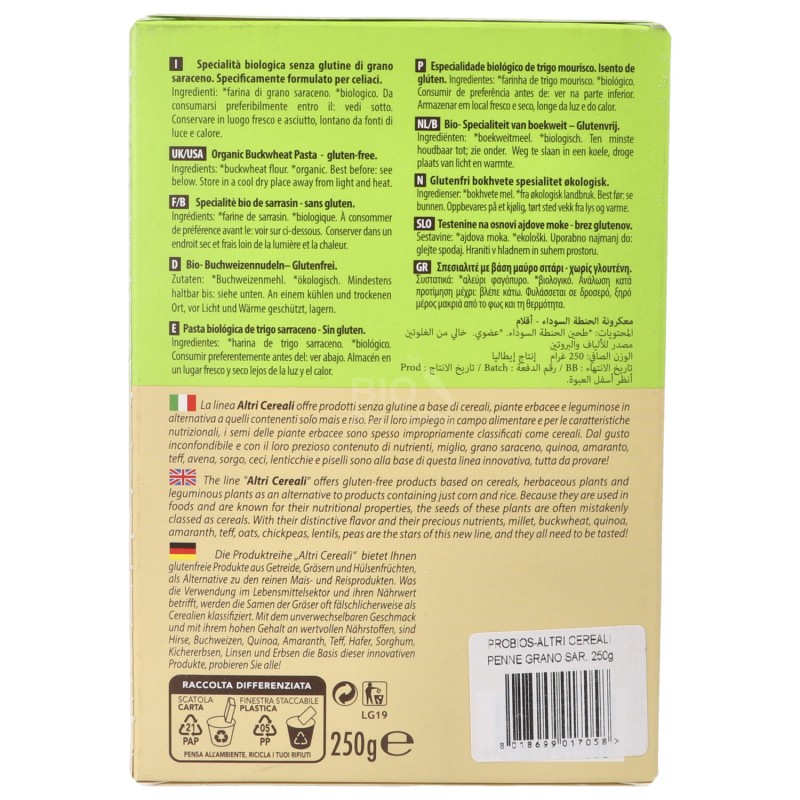 Penne di grano saraceno senza glutine