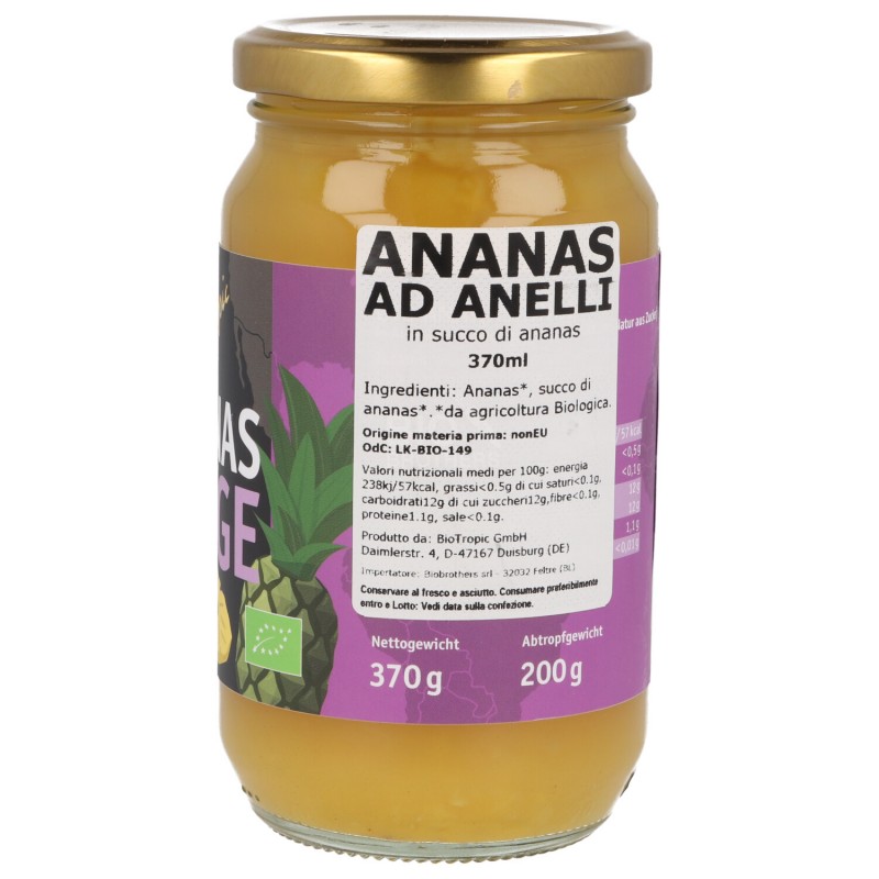 Ananas ad anelli sciroppato in succo