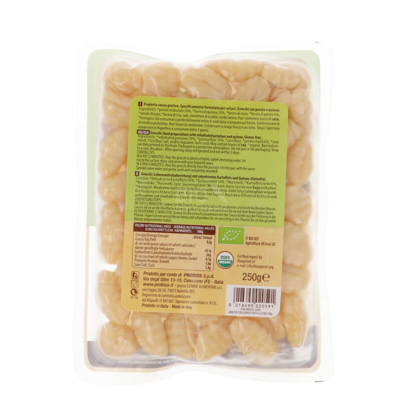 Gnocchi con quinoa bio  senza glutine