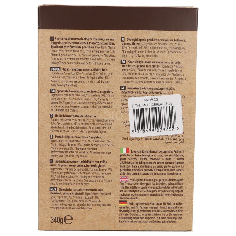 Ditalini multicereali di mais,riso,riso integrale , grano saraceno e quinoa