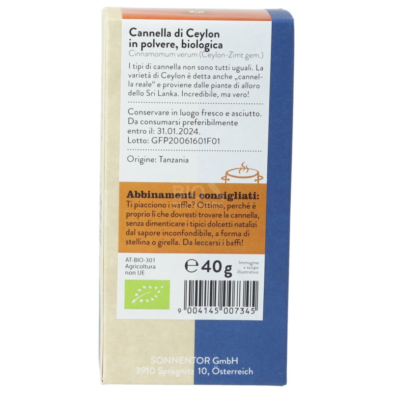CANNELLA CEYLON PLV 40G SONNENTOR