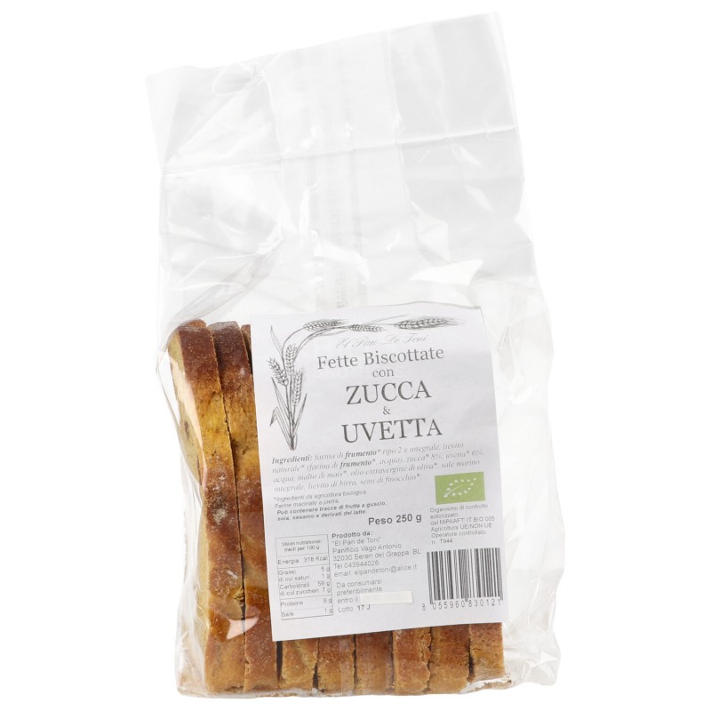 Fette biscottate bio di frumento con zucca & uvetta