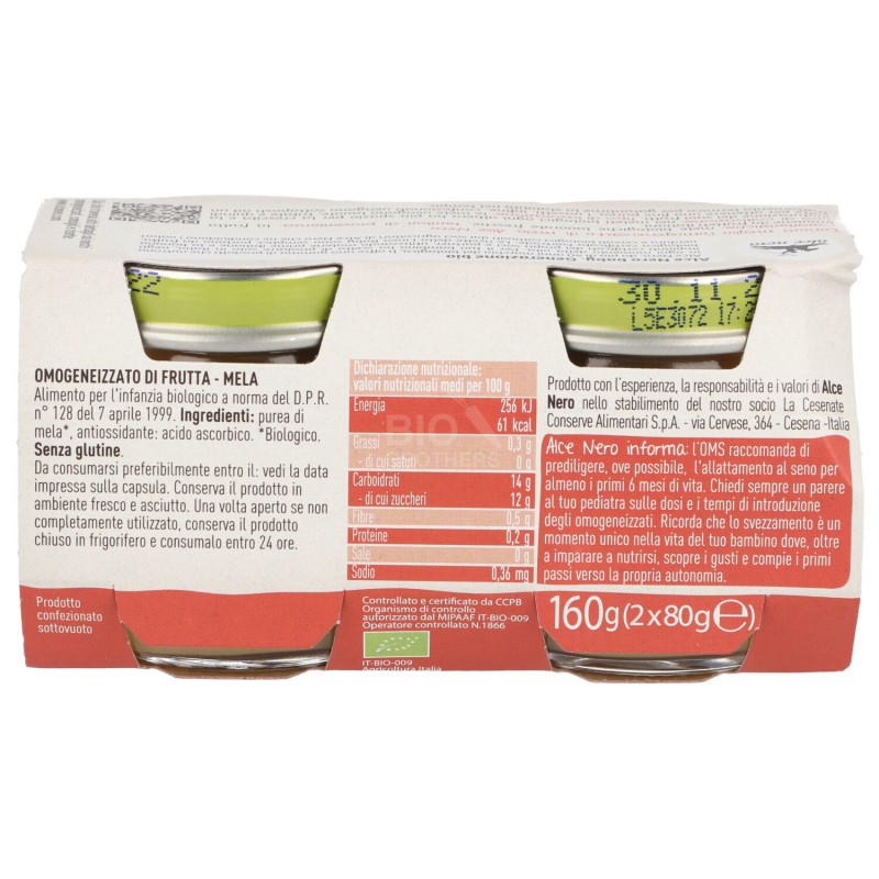 Omogeneizzato di mela biologico