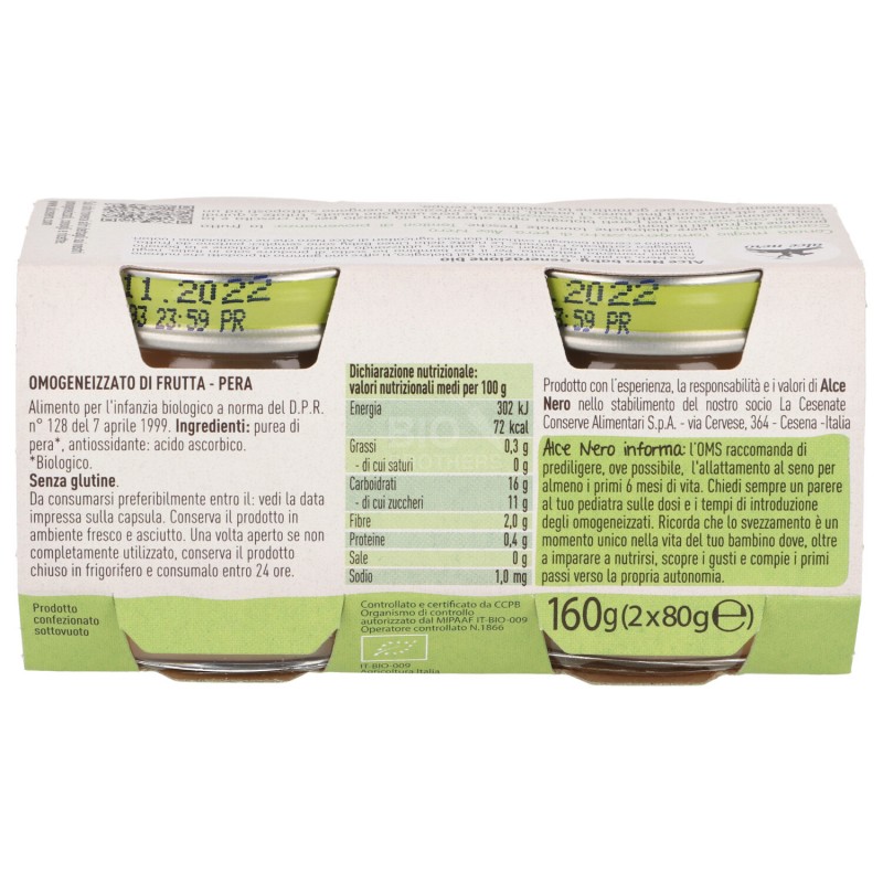 Omogeneizzato di pera biologico