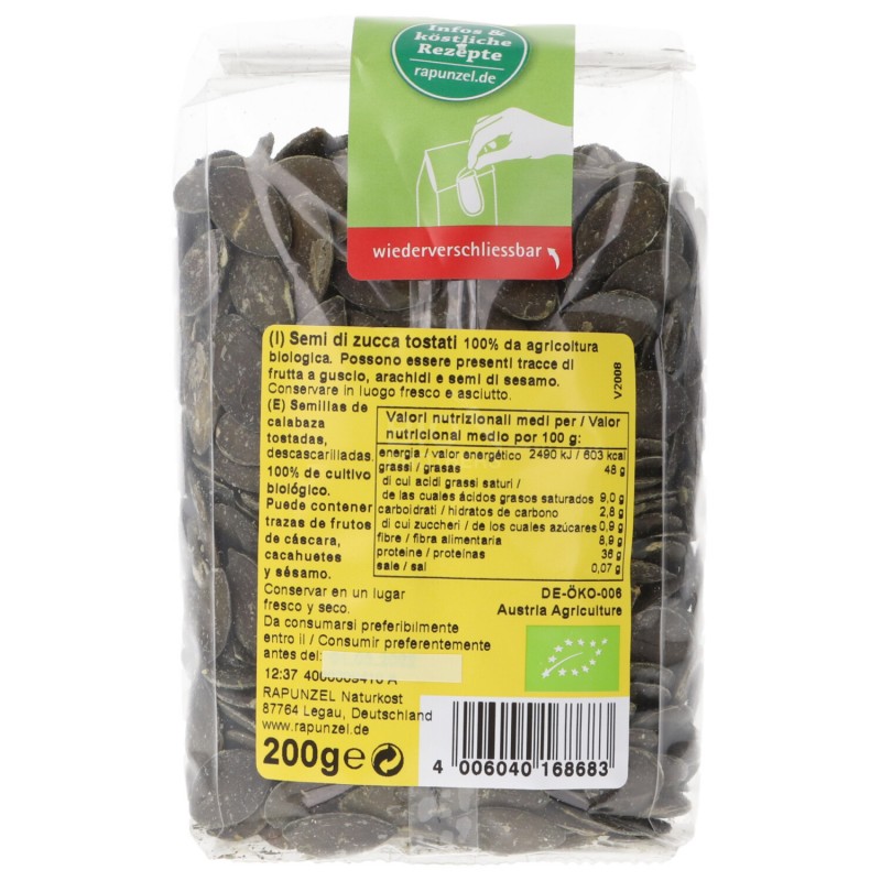 Semi bio di zucca tostati