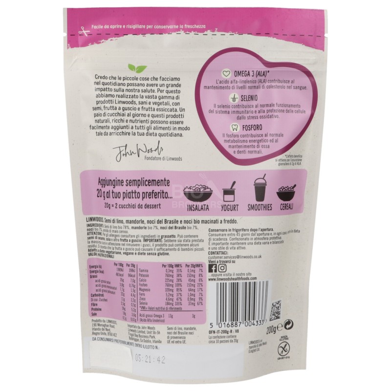 Semi bio di lino, mandorle e noci