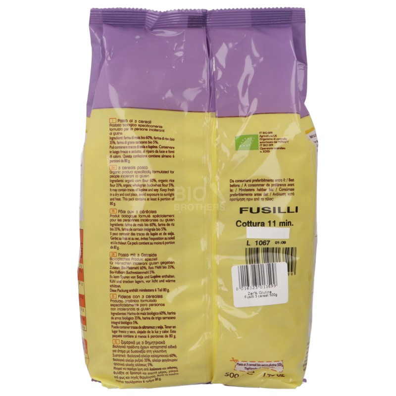 Fusilli ai tre cereali senza glutine bio