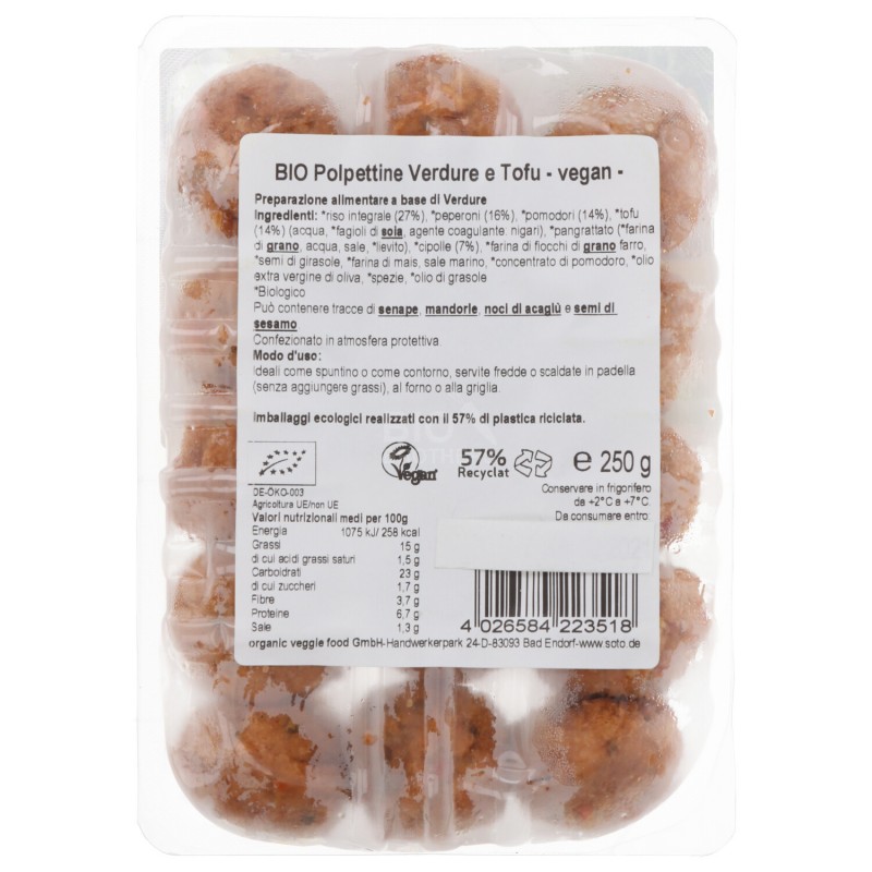 Polpettine bio verdure e tofu