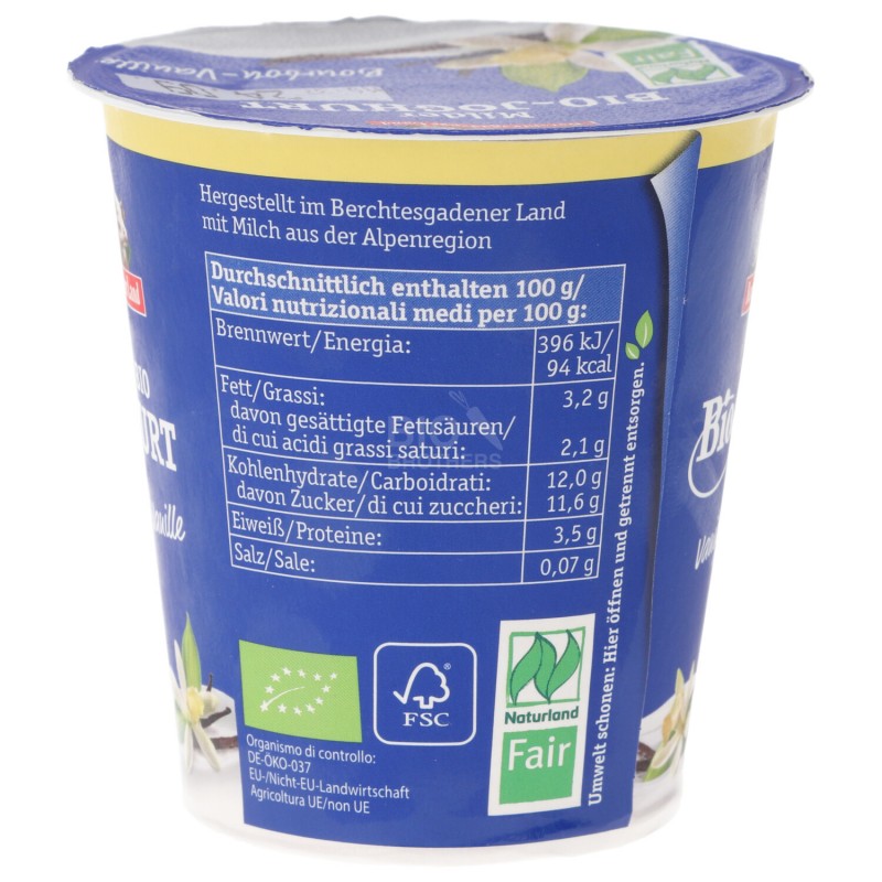 Yogurt bio alla vaniglia