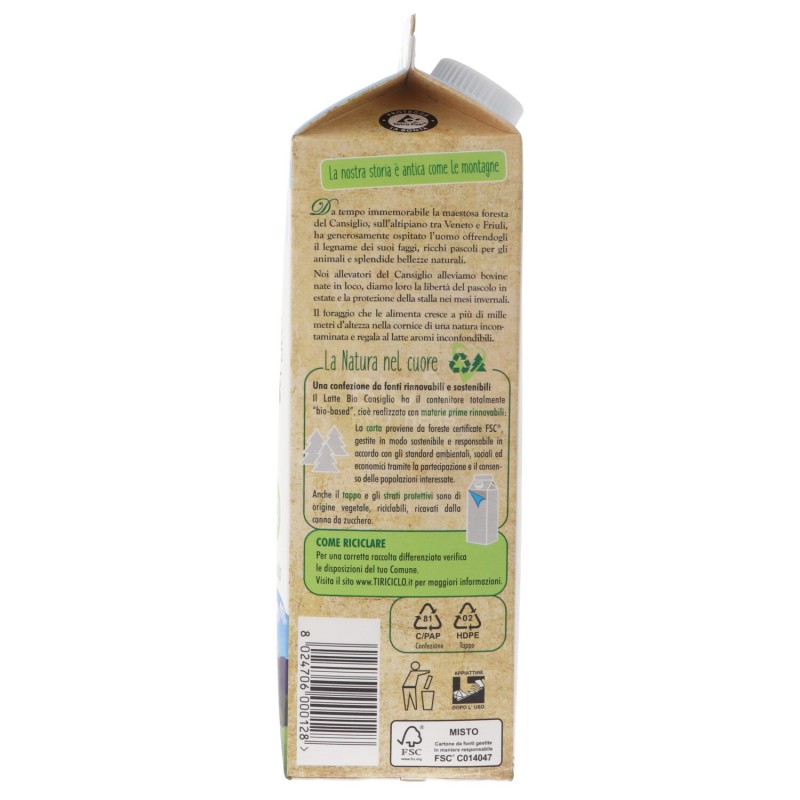 Latte fresco biologico intero