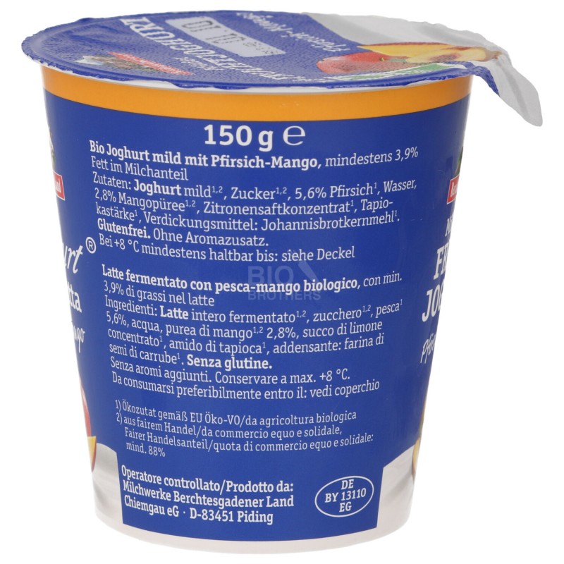 Yogurt bio alla pesca e mango