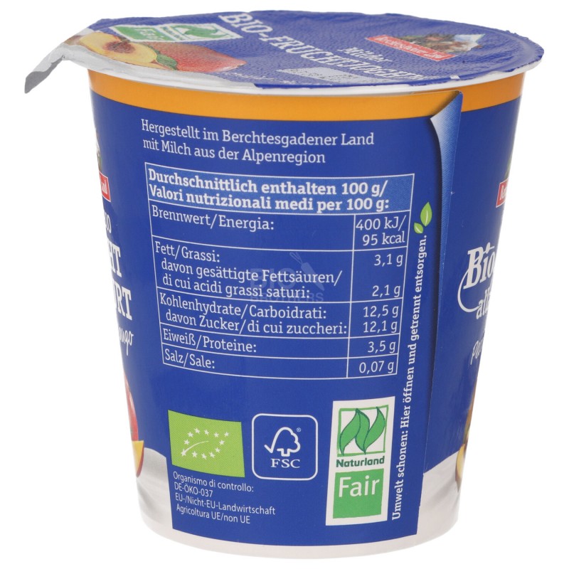 Yogurt bio alla pesca e mango