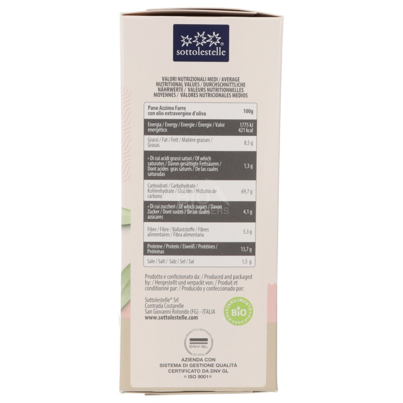 PANE AZZIMO FARRO 200G SOTTOLESTELLE