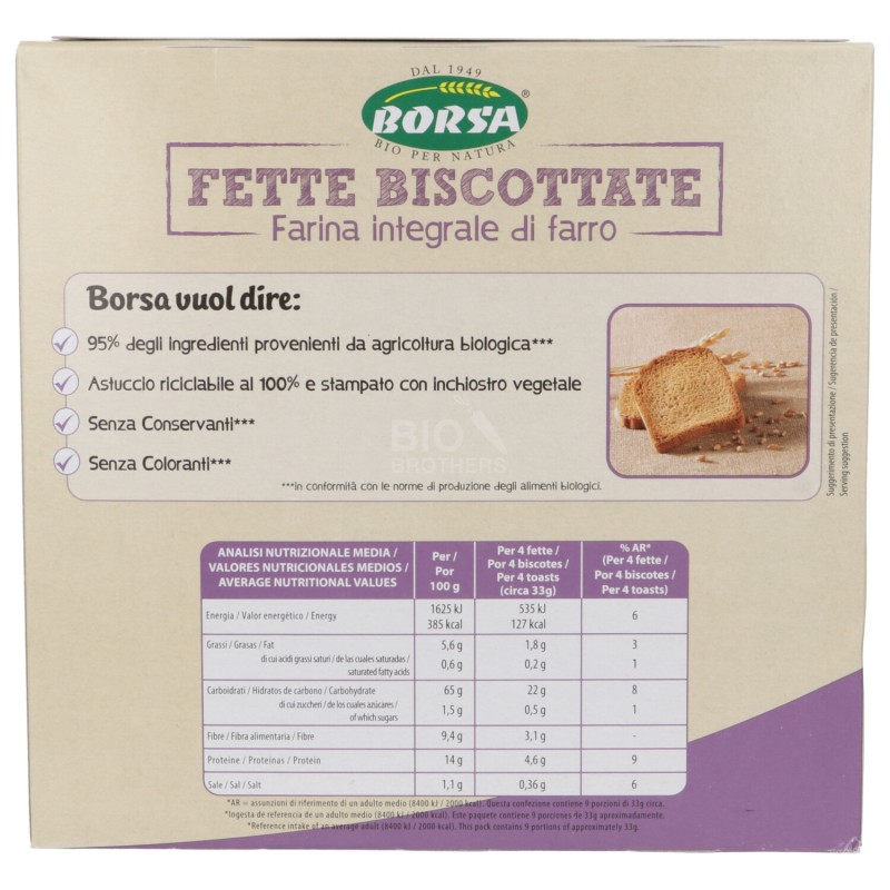 FETTE BISC. FARRO INTEGR. 300GR BORSA