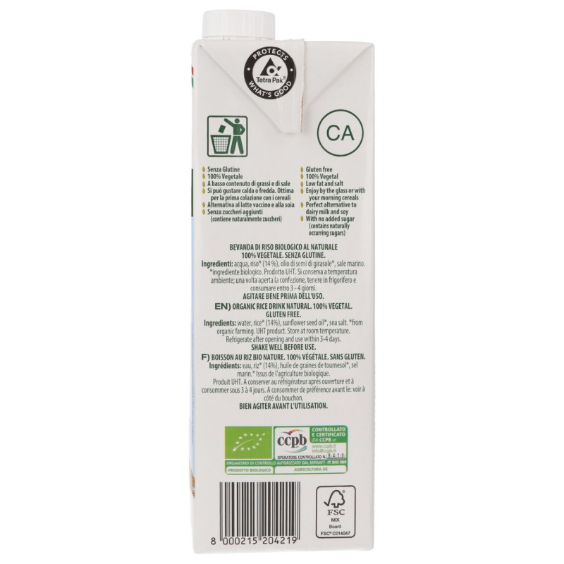 Bevanda di riso 100% vegetale