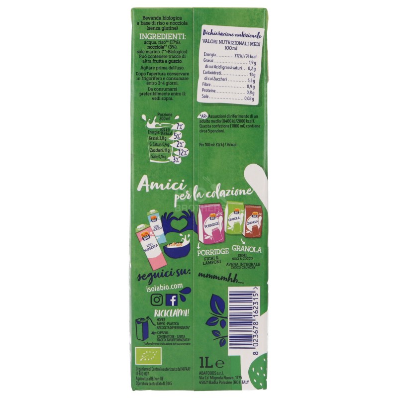 Riso nocciola bevanda vegetale