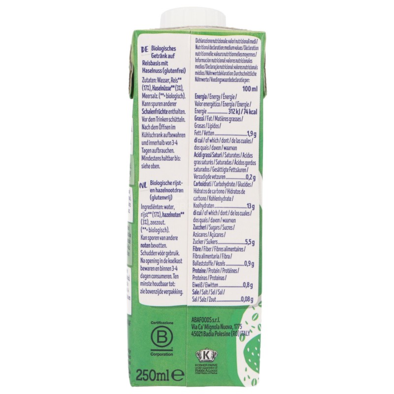 Riso nocciola bevanda monoporzione