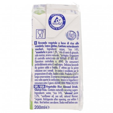 Rice&Rice bevanda riso mandorla monoporzione Rice&Rice bevanda riso mandorla monoporzione