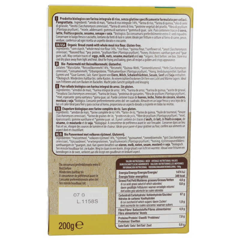 PANGRATTATO S/GLUT. 200GR PROBIOS