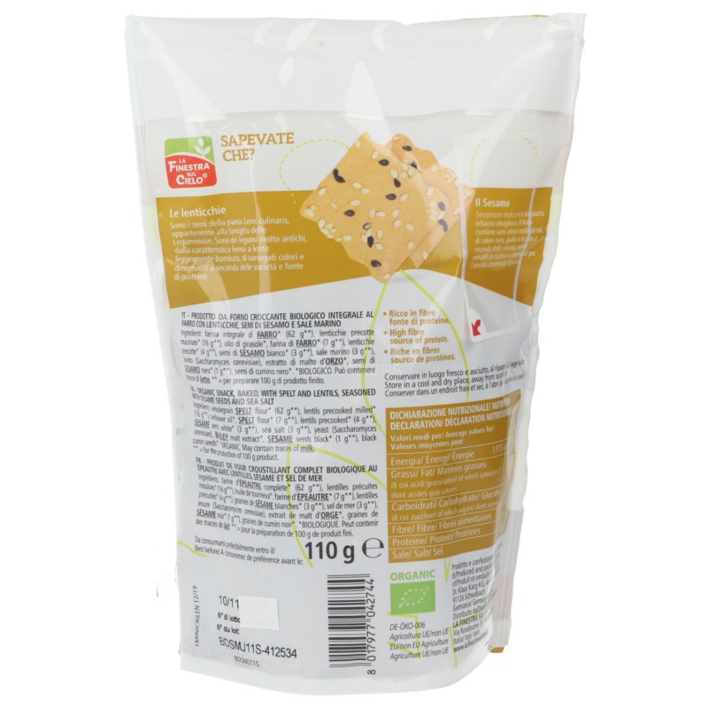 MINICRISPBREAD LENTIC.SESAMO 110GR