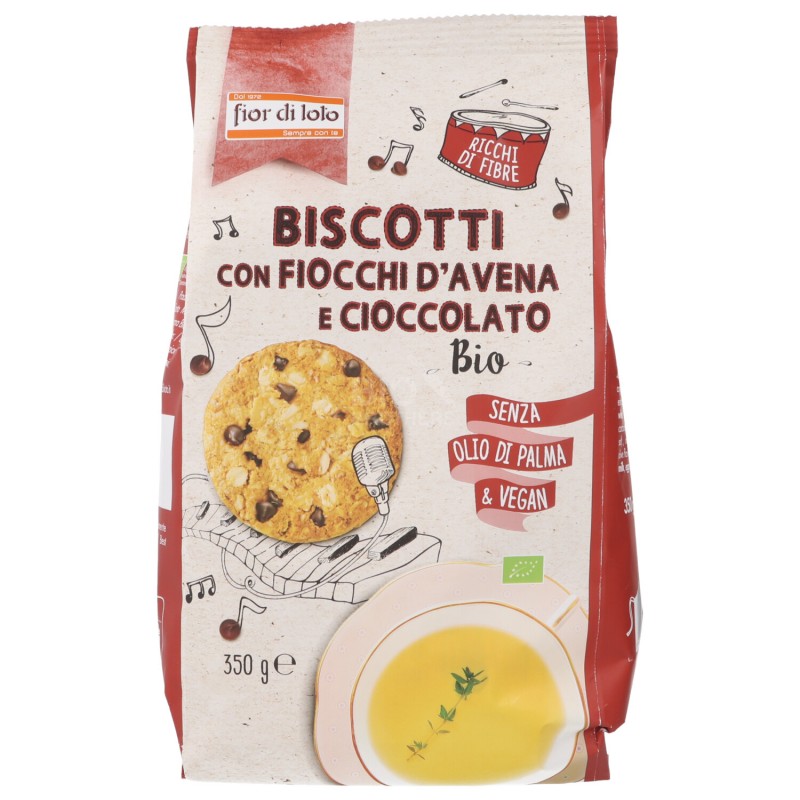 Biscotti con fiocchi di avena e gocce cioccolato fondente