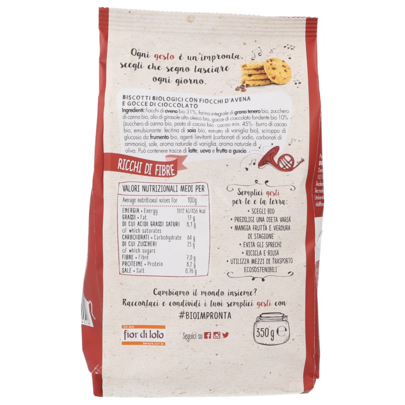 Biscotti con fiocchi di avena e gocce cioccolato fondente