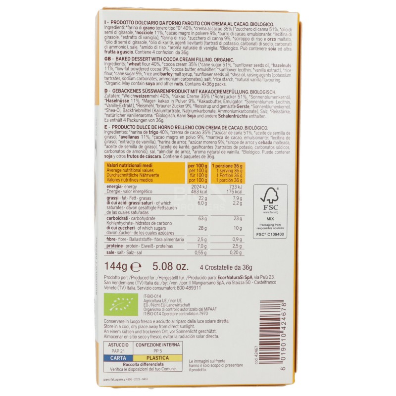 CROSTAT. CACAO 4X36GR CITTA' DEL SOLE