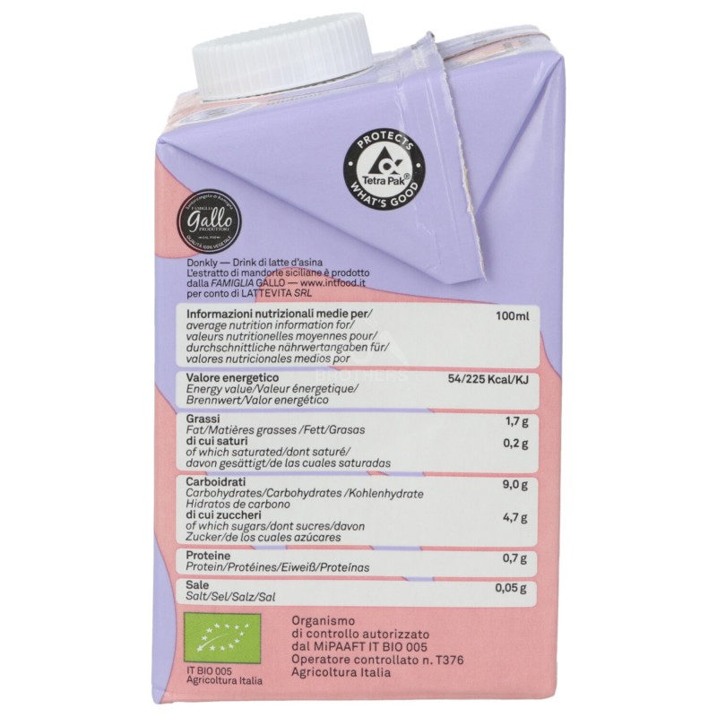 BEV.LATTE ASINA  MANDORLA BIO 500ML DONKLY
