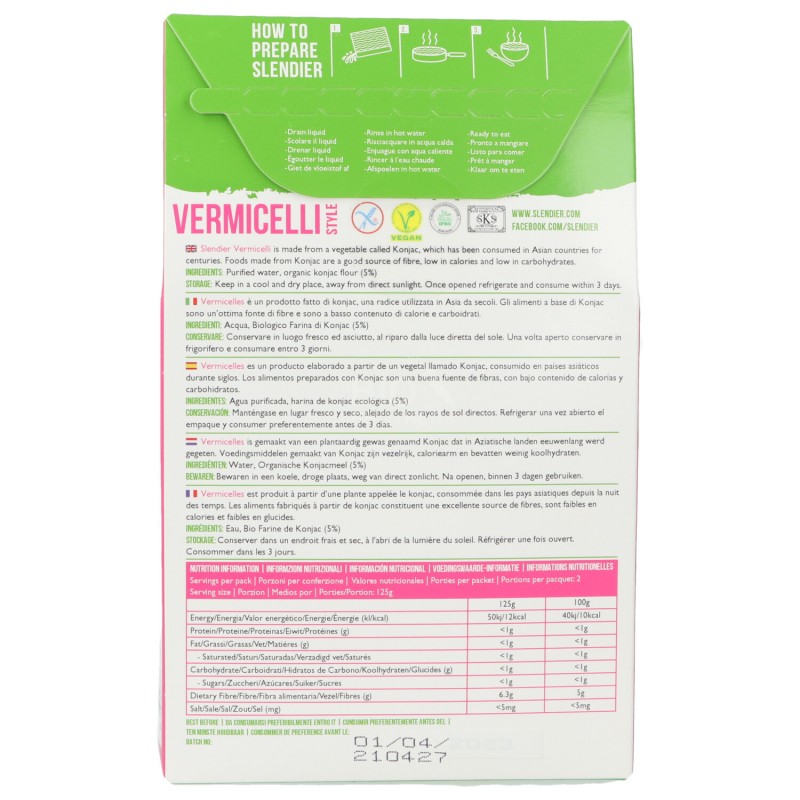 SHIRATAKI CAPELLI D'ANGELO 400G SLENDIER