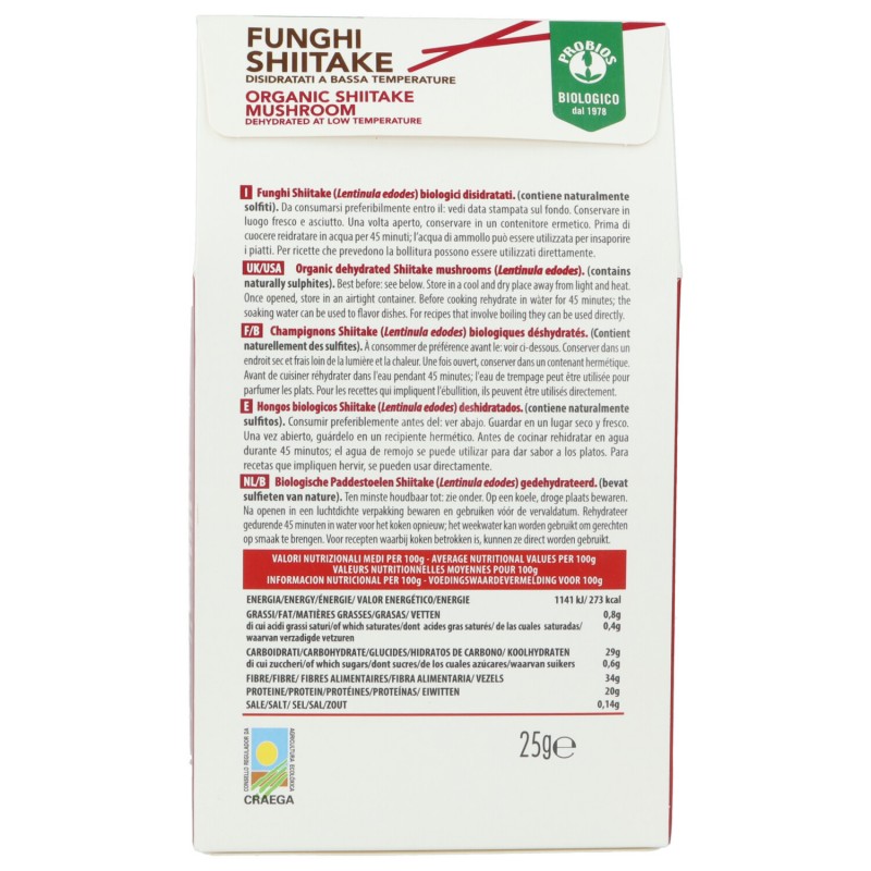 FUNGHI SHIITAKE 25GR PROBIOS