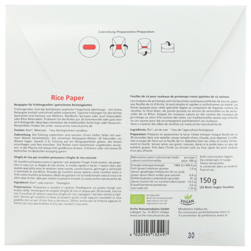 SFOGLIE DI RISO 150G ARCHE