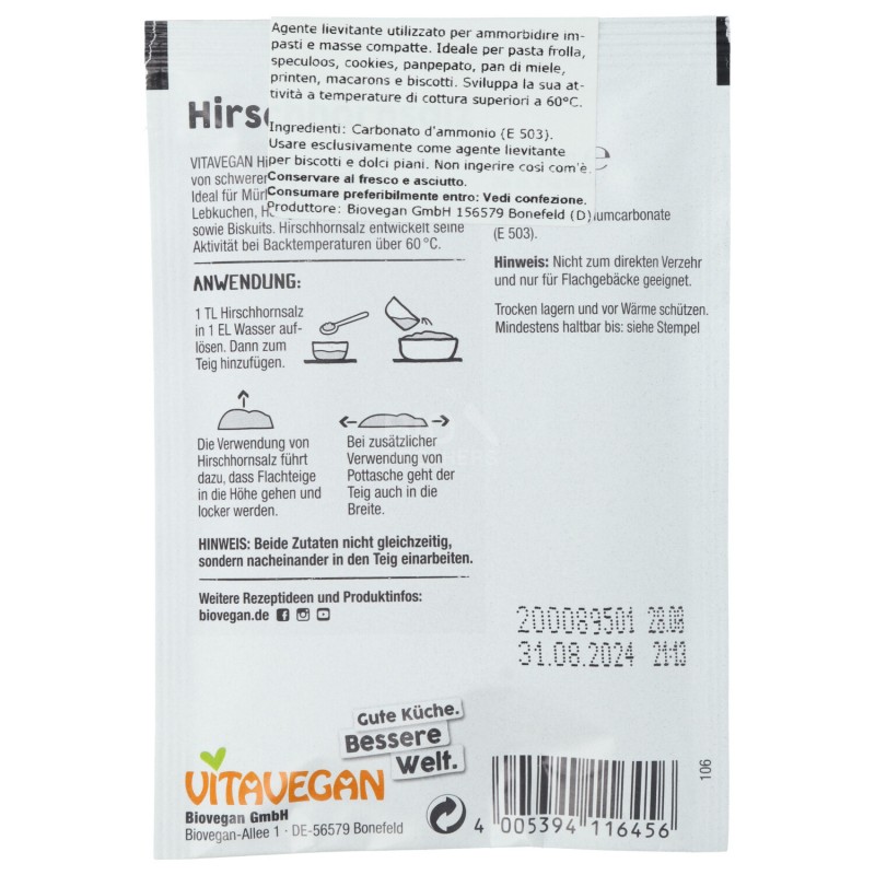 AMMONIACA PER DOLCI S/GLUT 20G BIOV