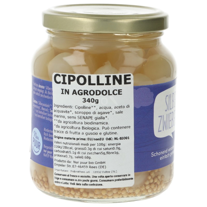 Cipolline in agrodolce al naturale bio