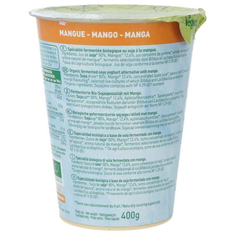 DESSERT MANGO S/ZUCCH.400G SOJADE