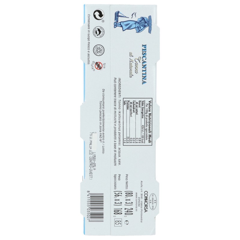 TONNO TRANCI NATUR 80GX3 PESCANTINA