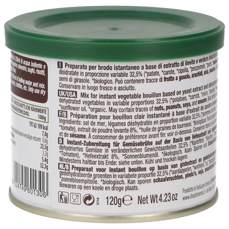 Brodo vegetale granulare senza glutine