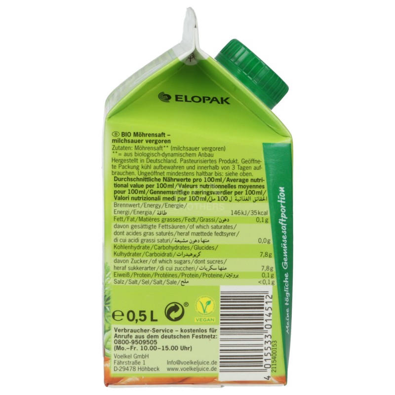 SUCCO CAROTA 500ML VOELKEL