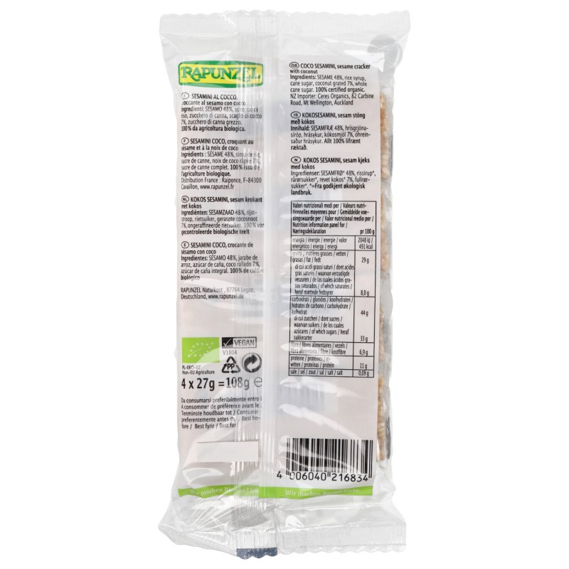 SESAMINI COCCO 4X27GR RAPUNZEL