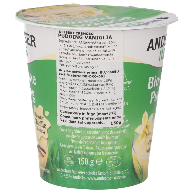 Budino alla Vaniglia con panna Biologico