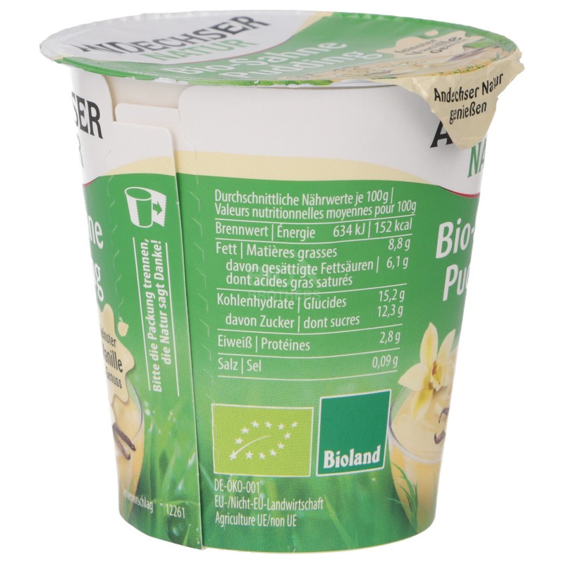 Budino alla Vaniglia con panna Biologico