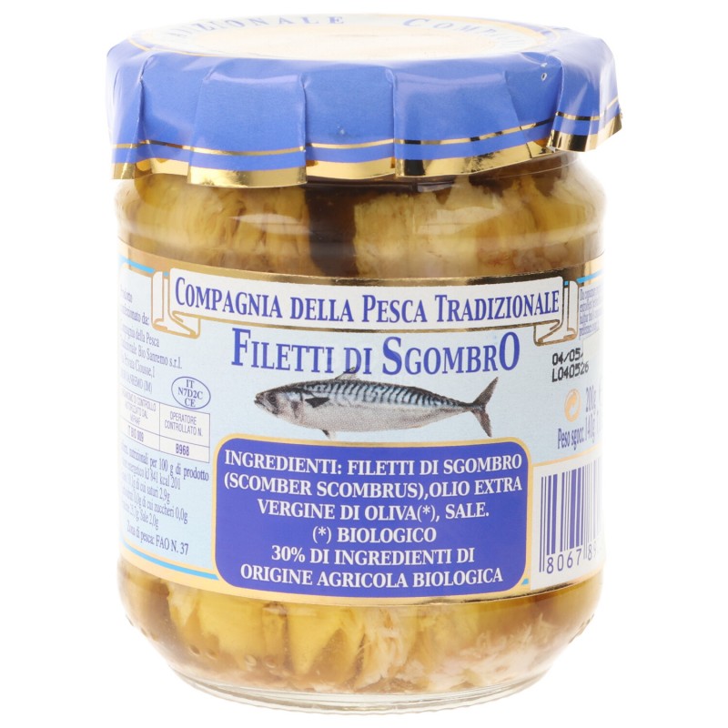 Filetti di sgombro in olio evo vetro