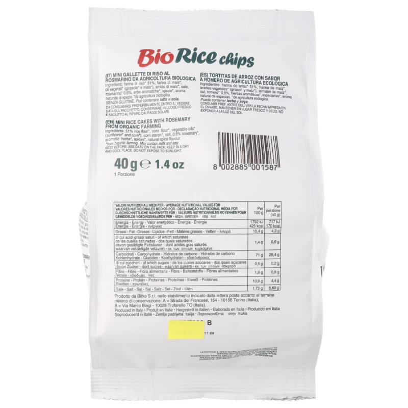 BIO RICE CHIPS ROSM. 40GR BIO BREAK