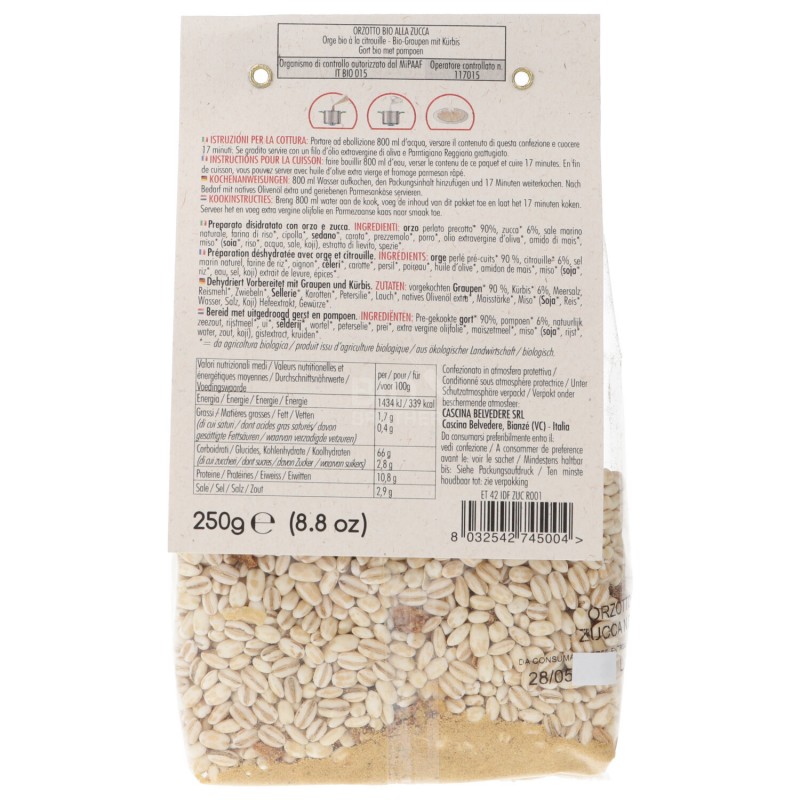 ORZOTTO ZUCCA BIO 250GR CASCINA BELVEDERE