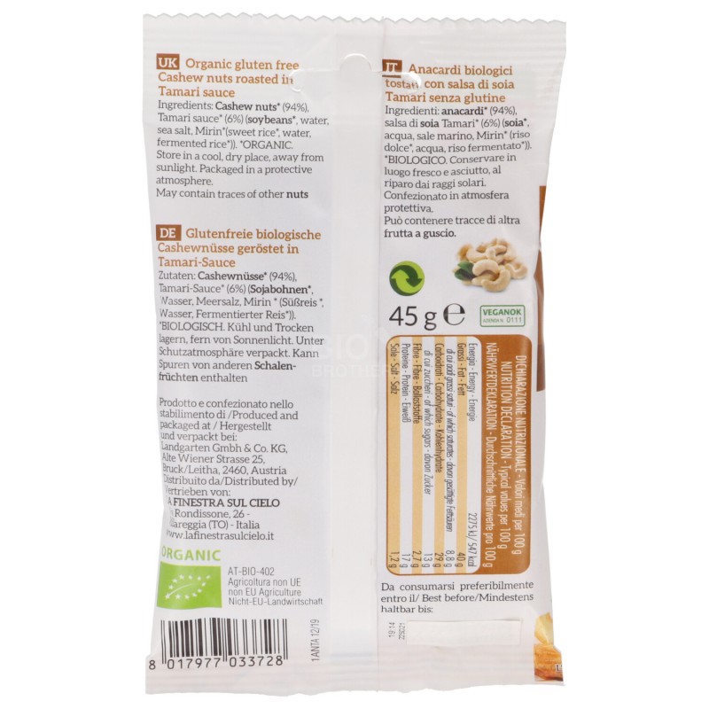 Snack bio anacardi e tamari