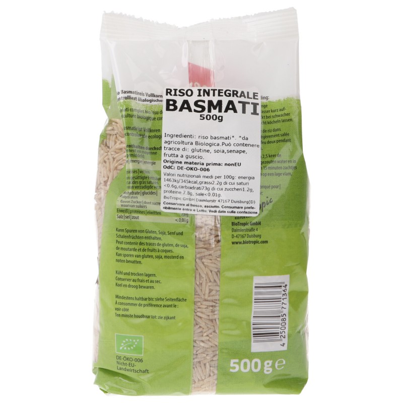 RISO BASMATI INTEGRALE 500G GREENORG.