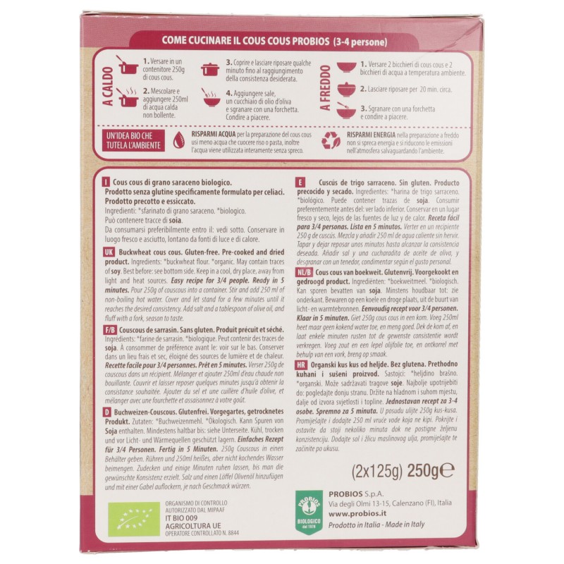 COUS COUS GR.SARACENO BIO 250GR PROBIOS