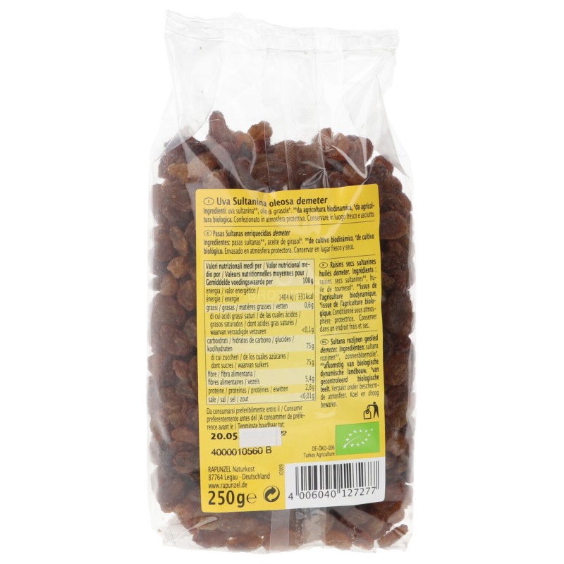 UVA SULTANINA 250GR RAPUNZEL