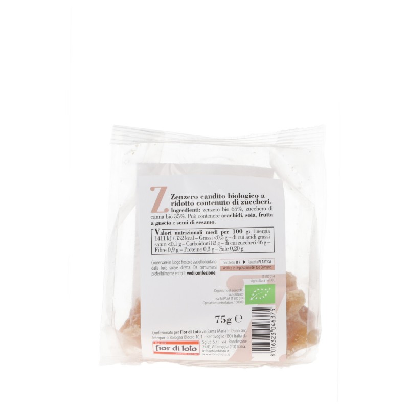 ZENZERO CANDITO ZUCCHERO RIDOTTO 75GR FDL